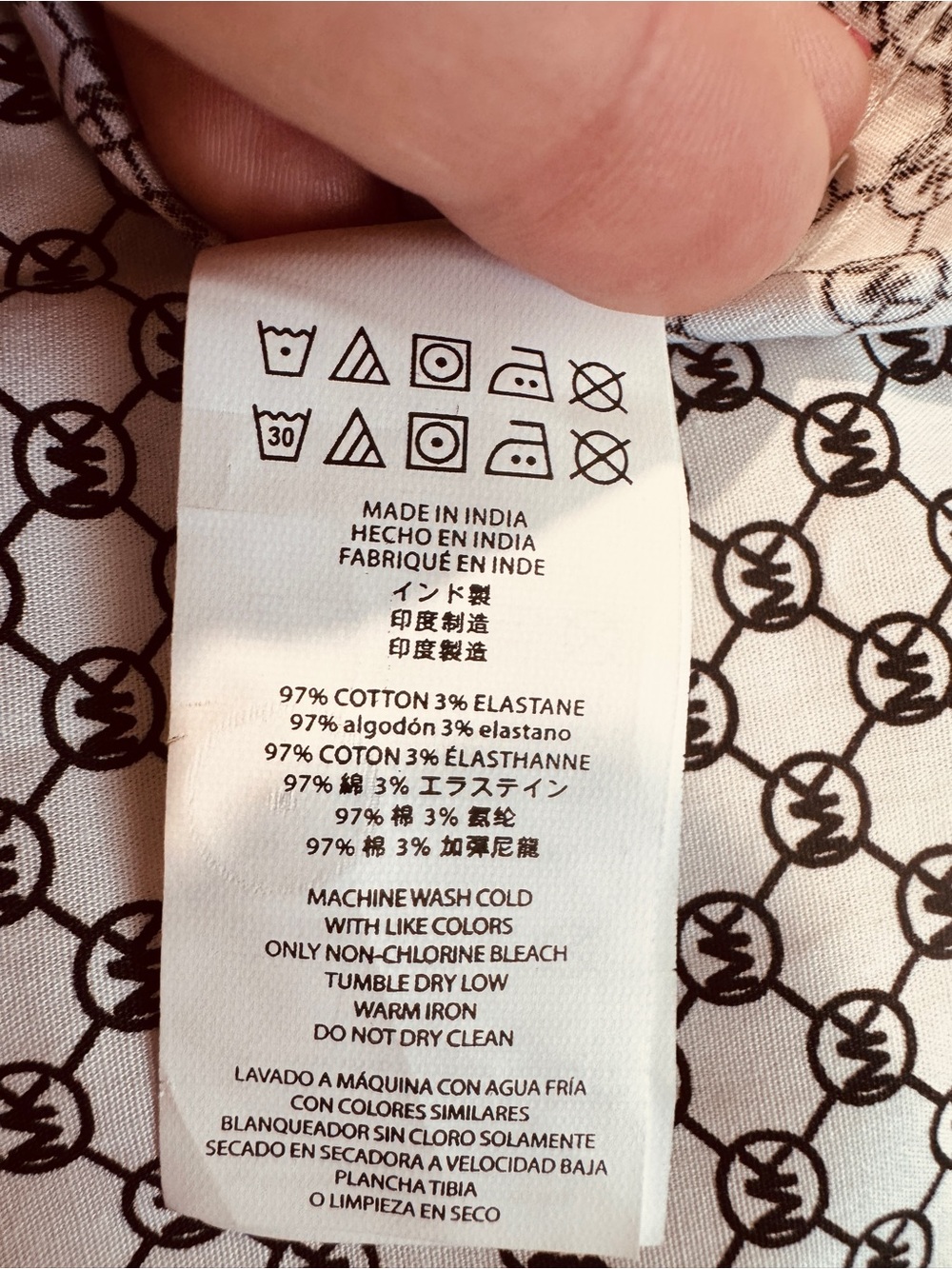 Michael Kors White Shirt with Black MK Logo Pattern - Picture 7 of 7